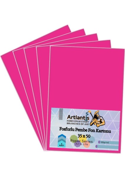 Fon Kartonu Fosforlu Pembe 35X50 5 Adet Artlantis Fosforlu Fon Kartonu Pembe 35*50 5 Adet
