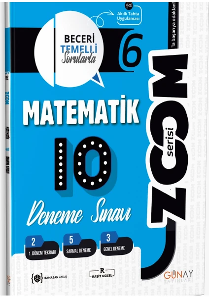 Günay Yayınları Gün&Ay Yayınları 6. Sınıf Zoom Matematik Bilimleri 10'lu Branş Deneme