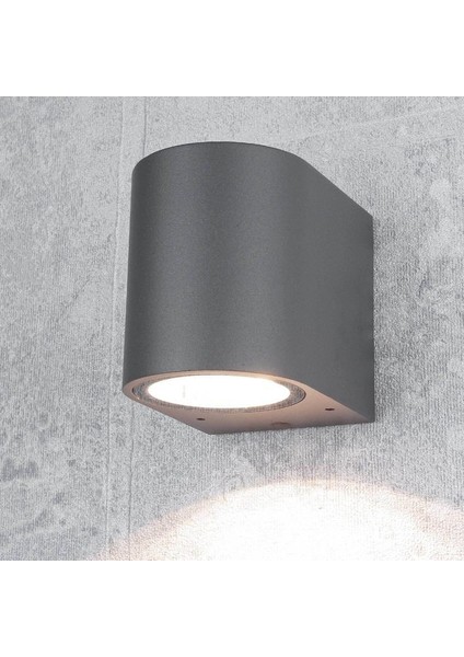 Elektrikle Çalışır, 7 Watt Beyaz Işık Led Ampul Dahil Iç - Dış Mekan Dekoratif Modern Lüks Aplik - Antrasit Kasa, Beyaz Işık