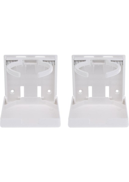 2 x Ayarlanabilir Katlanır Içecek Kupası Tutucu Dağı Tekne Deniz Karavan Araba Beyaz (Yurt Dışından)