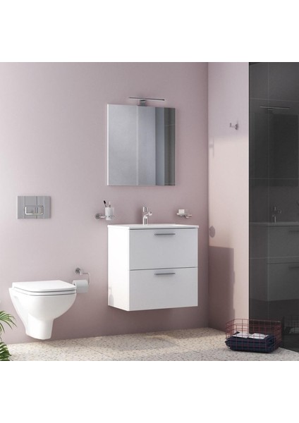 Mia 60 Cm Beyaz Banyo Dolabı Takımı 75021