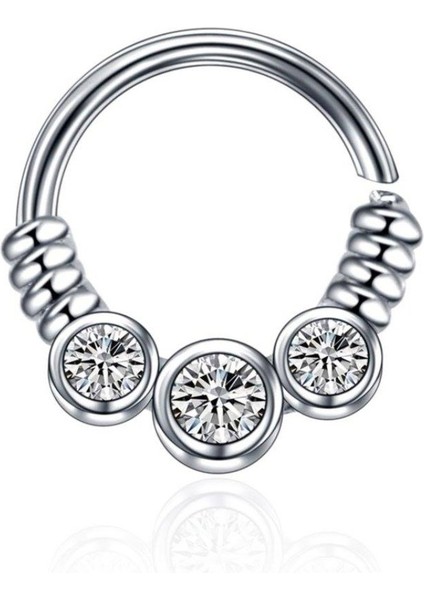 Zirkon Taşlı Halka Piercing - Halka Çapı 8 mm