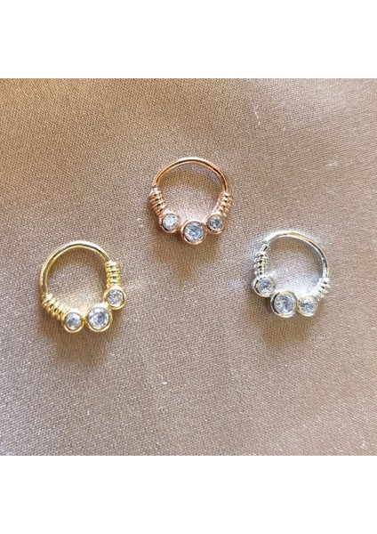Zirkon Taşlı Halka Piercing - Halka Çapı 8 mm modelleri