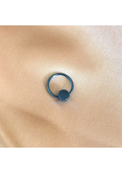 Cerrahi Çelik Disk Kilitli Blue Halka Piercing- Halka Çap 10 mm - 1 Adet