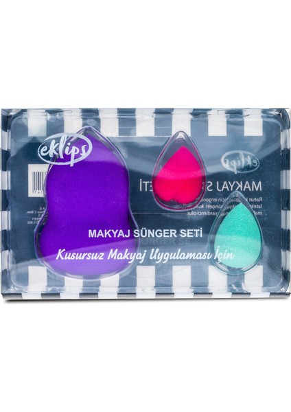 Profesyonel Makyaj Sünger Seti 3 Adet Doğal Görünümlü Fondöten Uygulama İçin