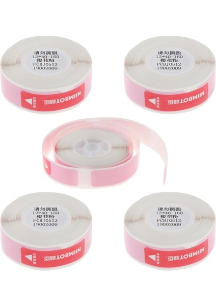 5 Rulo Taşınabilir Termal Etiket Yazıcı Çizilmeye Dayanıklı Adres Sticker Pembe 12X40MM (Yurt Dışından)