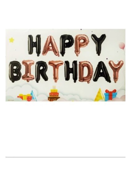 Happy Bırthday Siyah Rose Folyo Balon
