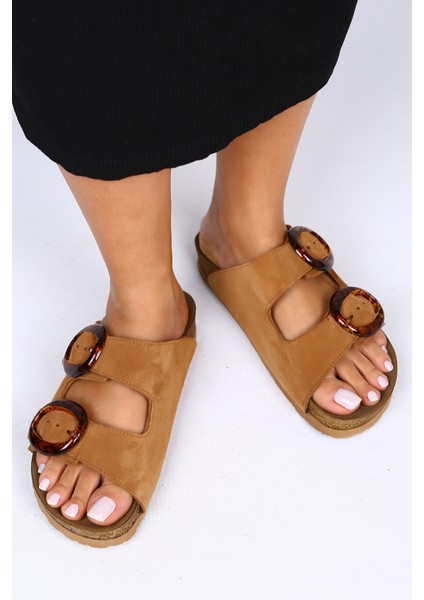 Drina Deri Çift Tokalı Taba Terlik fiyatları