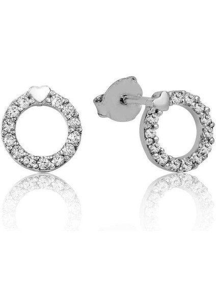 Gümüş Kalpli Halka Çivili Küpe modelleri