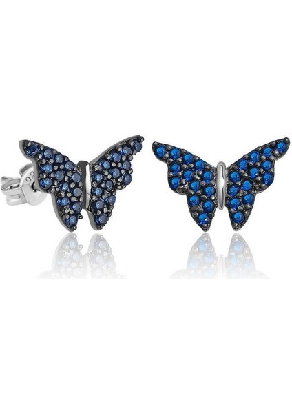 Gümüş Lacivert Kelebek Küpe fırsatları