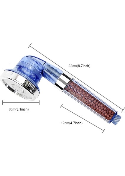 3 Ayar Ayarlanabilir Pc Negatif Iyonlar Duş Başlığı Mavi (Yurt Dışından)