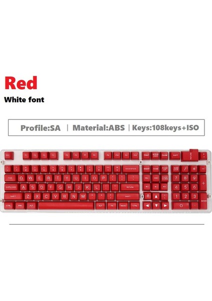 Sa Profil 108 Anahtarlar Mekanik Klavye Kırmızı Beyaz Harfler Için Keycaps Set (Yurt Dışından)