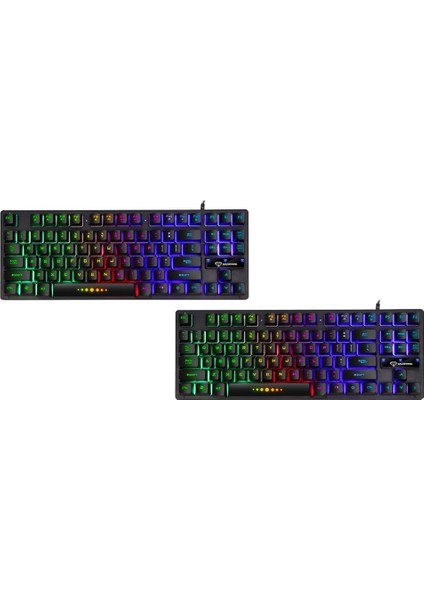 2x USB Kablolu 87 Tuşlar Mekanik Oyun Klavye Rgb Arkadan Aydınlatmalı Pc Oyuncular Için (Yurt Dışından)