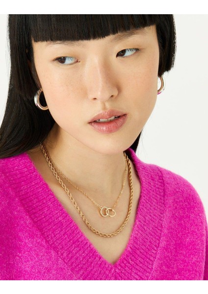 Bağlantılı Daireler Kolye Ucu Altın