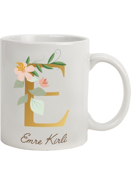 Isme Özel Harf Tasarımlı Kupa Bardak - Gold Detaylı