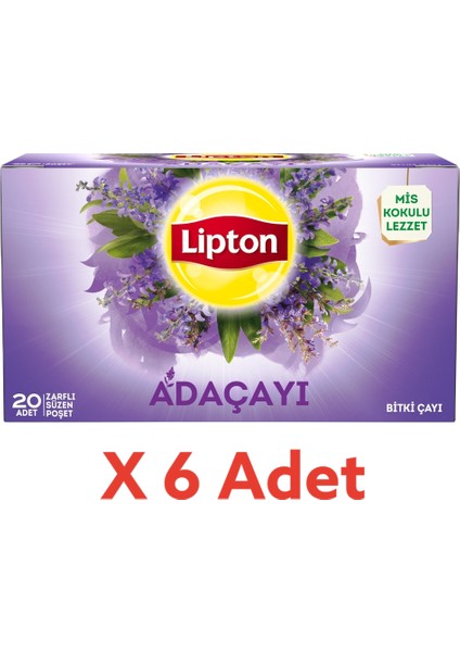 Adaçayı Bitki Süzen Bardak Poşet Çayı 20LI x 6 Adet