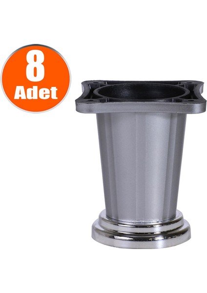 Yıldız Ayarlanabilir Dolap Mobilya Tezgah Koltuk Kanepe Puf Tezgah Ayağı Ayakları Krom 10 cm (8 Adet)