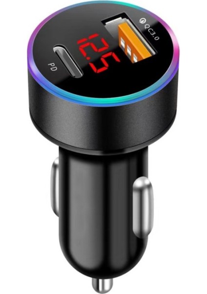 Çift USB Portları Pd 18 W Qc 3.0 Dijital Ekran Çakmak Araba Hızlı Şarj