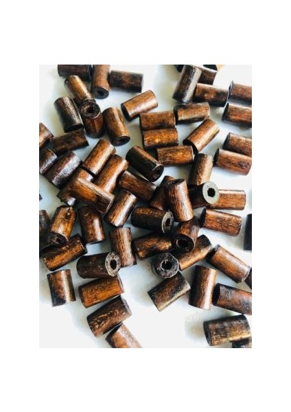 15MM Kahverengi Ahşap Kesme Boru Boncuk - 30 Adet -