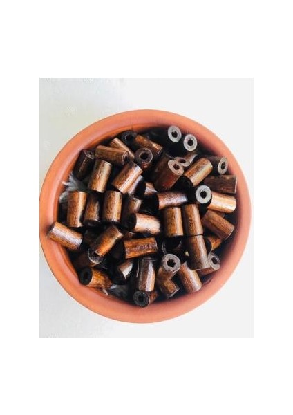 15MM Kahverengi Ahşap Kesme Boru Boncuk - 30 Adet - fiyatları