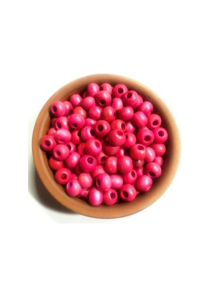 Fuşya Ahşap Boncuk - 10MM - 200 Adet