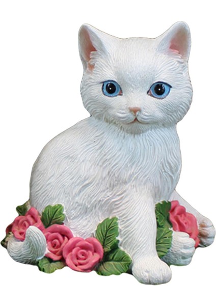 Yaratıcı Kedi Heykelcik Reçine Heykeli Masaüstü Ev Bahçe Gül Için Mikro Peyzaj (Yurt Dışından) fiyatları