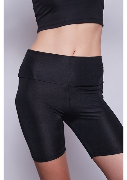 Kadın Yüksek Bel Toparlayıcı Kısa Biker Diz Üstü Şort Tayt-Siyah fiyatları