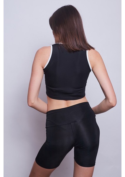 Kadın Yüksek Bel Toparlayıcı Kısa Biker Diz Üstü Şort Tayt-Siyah modelleri