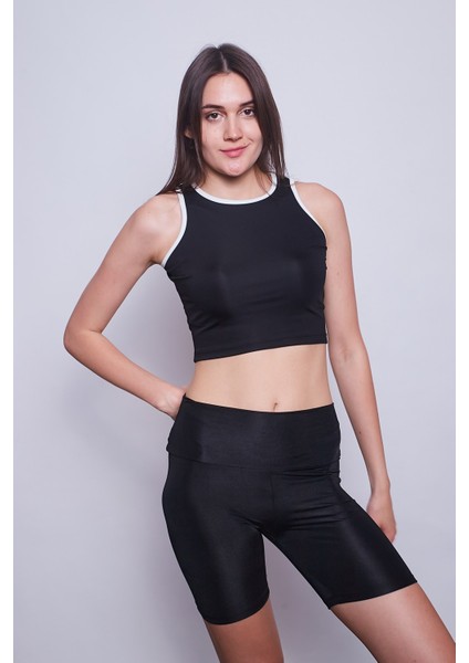 Kadın Yüksek Bel Toparlayıcı Kısa Biker Diz Üstü Şort Tayt-Siyah fırsatları