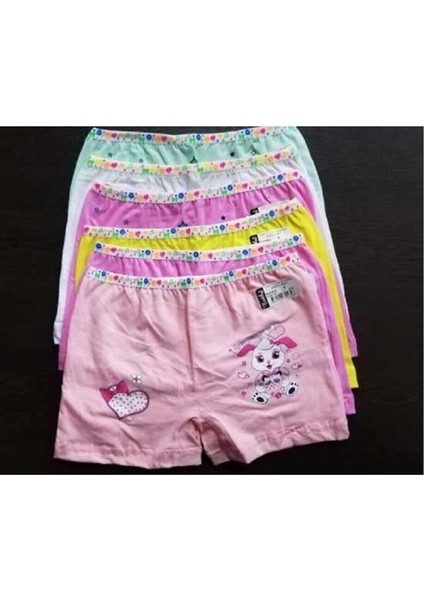 Tutku kız Çocuk Renkli Likralı Pamuk Boxer 6 Lı Paket