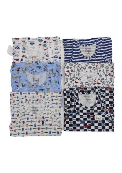 Tutku erkek Çocuk Renkli Elastan Empirme Atlet 6'lı 0256