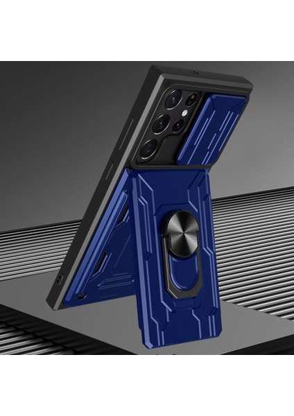 Samsung Galaxy S22 Ultra 5g Için Kart Yuvalı Destek Halkalı Pc Plus Tpu Hibrid Telefon Kılıfı (Yurt Dışından) modelleri