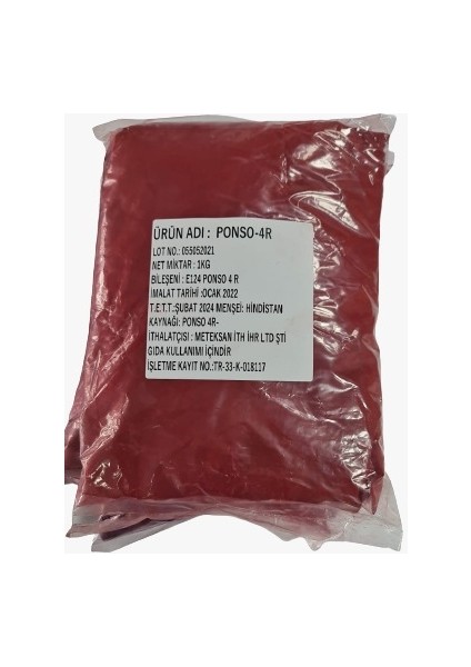 Ponceau 4r (Kırmızı) E124 (Toz Gıda Boyası)