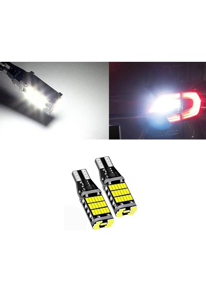 T15 Duy Beyaz LED Geri Vites Ampulü W16W 45 Çipli