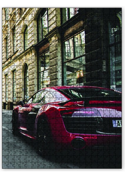 Lüks Kırmızı Otomobil 120 Parça Puzzle Yapboz Mdf (Ahşap)