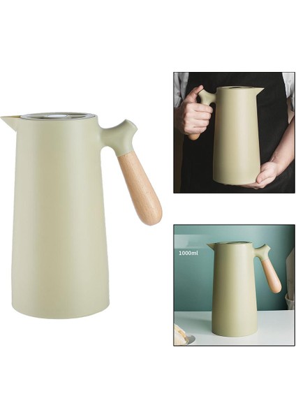 1l Büyük Termal Kahve Carafe Yalıtımlı Vakum Şişesi Cezve Yeşil fırsatları