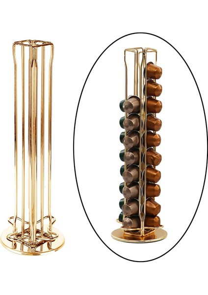 Kahve Pod Tutucu Nespresso Kahve Bar Mağaza Için Raf Kule Standı 40 Pods Altın fiyatları