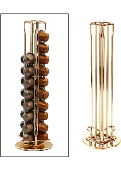 Kahve Pod Tutucu Nespresso Kahve Bar Mağaza Için Raf Kule Standı 40 Pods Altın indirimleri