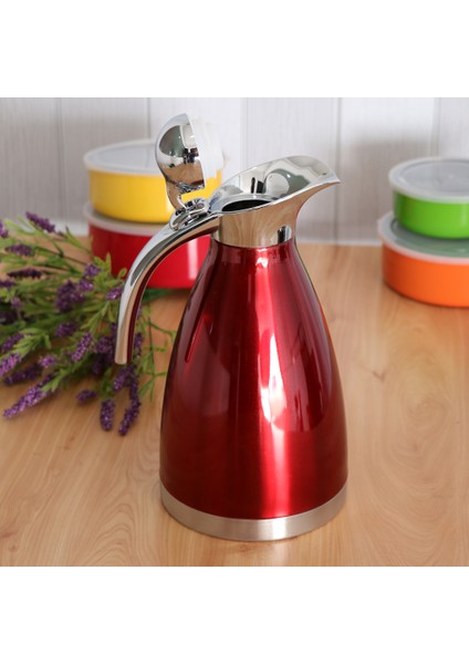 1.5l Paslanmaz Termal Cezve Su Isıtıcısı Carafe Şişe Çift Duvar Kırmızı modelleri