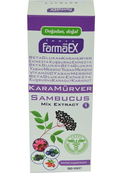 Yeşil Naturel Farmaex Karamürver Bitkisel Karışım Alkolsüz Ekstrakt 150 ml