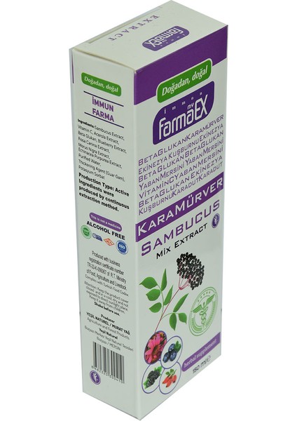 Yeşil Naturel Farmaex Karamürver Bitkisel Karışım Alkolsüz Ekstrakt 150 ml