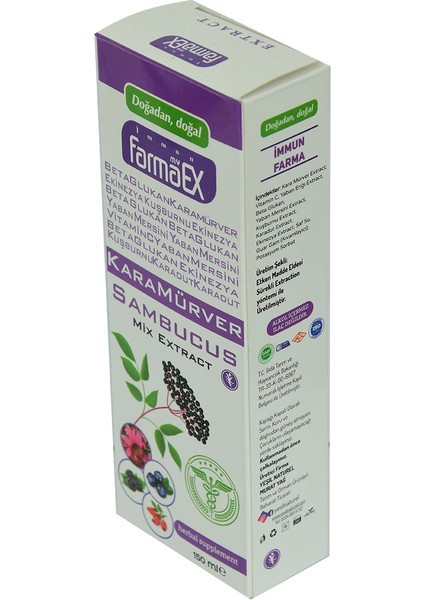 Yeşil Naturel Farmaex Karamürver Bitkisel Karışım Alkolsüz Ekstrakt 150 ml