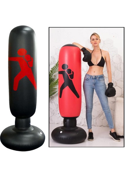 63 Inç Şişme Boks Zımbalama Çanta Yetişkin Çocuklar Kum Torbası Spor Siyah(Yurt Dışından) fiyatları