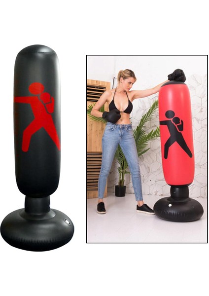 63 Inç Şişme Boks Zımbalama Çanta Yetişkin Çocuklar Kum Torbası Spor Siyah(Yurt Dışından) modelleri