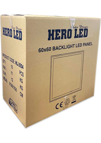 Hero Led 10 Adet 54 Watt 60 x 60 LED Panel Armatür Backlight Beyaz Işik