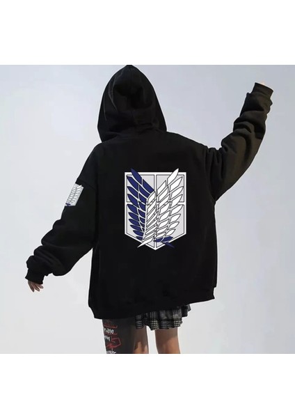 Büyük Beden Kapüşonlu Tam Fermuarlı Sırt Kanat Baskılı Oversize Yeni Trend Kadın Ceket-Sweatshirt fiyatları