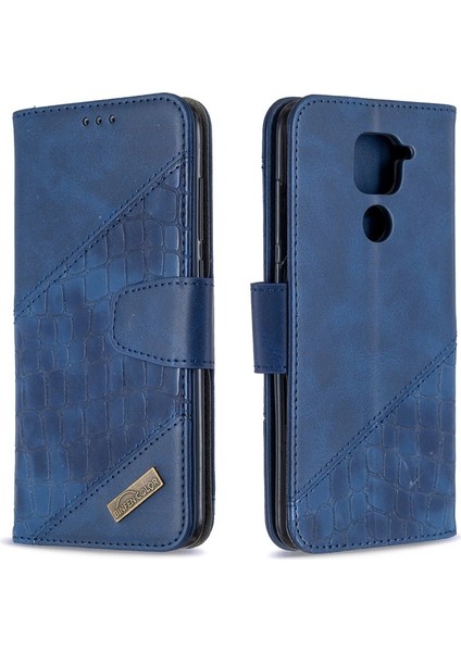 Bınfen Color Xiaomi Redmi Note 9 Için Timsah Doku Pu Deri Telefon Kılıfı - Mavi (Yurt Dışından)