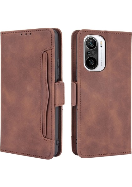 Deri Xiaomi Redmi K40 Pro / Redmi K40 / Redmi K40 Pro / Mi 11I / Poco F3 Için Telefon Kılıfı - Kahverengi (Yurt Dışından)