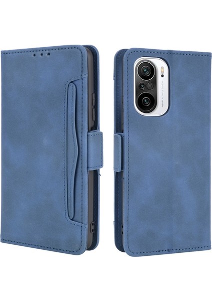 Deri Xiaomi Redmi K40 Pro / Redmi K40 / Redmi K40 Pro / Mi 11I / Poco F3 Için Telefon Kılıfı - Mavi (Yurt Dışından)