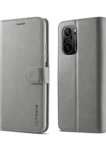 Lc.imeeke Deri Xiaomi Redmi K40 / K40 Pro / Poco F3 Için Telefon Kılıfı - Gri (Yurt Dışından)